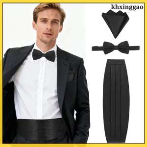 3 Chiếc Quý Ông Lụa Bé Trai Trang Trọng Phụ Kiện Nam Cà Vạt Và Cucumberbund Bao Đai Tuxedo Cưới Cummerbund Ties Khexinggao