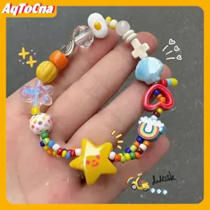 Vòng tay nhiều màu sắc đính hạt, hoạt hình đơn giản, co giãn ổn định - Quà tặng thời trang từ AqToCna