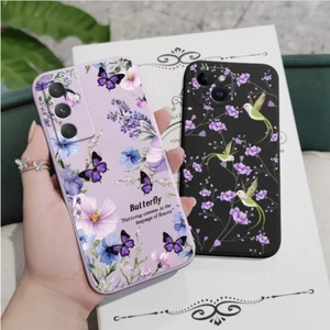 Ốp Điện Thoại Hoa Tím Bướm Bay Cho OPPO A3S A5 AX5 A5S AX5S AX5S A7 AX7 A12 A12e A31 A5 A9 2020 A6S Ốp lưng TPU Mềm Chống Sốc