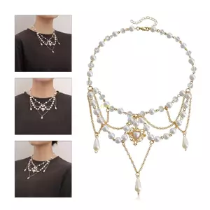 Vòng cổ chocker ngọc trai đính hạt, thời trang thanh lịch cho buổi tiệc