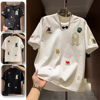 Áo thun nam ESEA tay ngắn, thiết kế thêu phong cách unisex