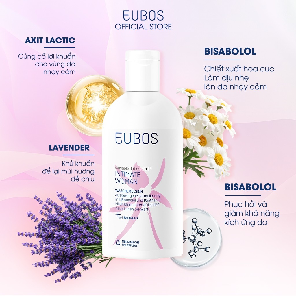 QUÀ TẶNG Dung Dịch Vệ Sinh Phụ Nữ EUBOS Intimate Woman Giúp Hỗ Trợ Làm Sạch, Cân Bằng Độ pH, Chai 200ml