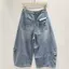Quần Short Denim Over-the-Knee Phong Cách Retro