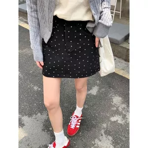 Váy Chữ A Denim Chấm Bi Phong Cách Hàn Quốc Cho Mùa Hè