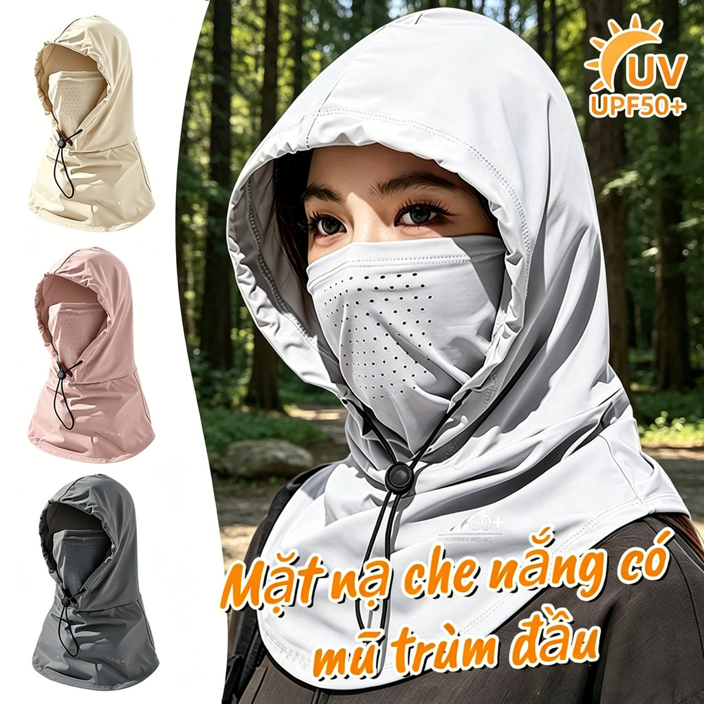 ✈️Giao Hàng 24h✈️ Mặt nạ chống nắng có mũ trùm đầu thoáng khí Full Head Face Cover Uv Protection Balaclava Dành cho nam nữ Đi xe đạp Đi bộ đường dài