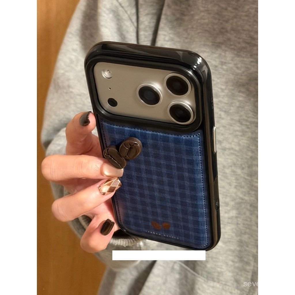 Ốp Điện Thoại Thích Hợp Cho iPhone 11 12 13 14 15 16 17 Pro max Plus Air Blue Kẻ Sọc Cà Phê Hạt Kết Cấu Da Chống Sốc Vỏ Bảo Vệ Chống Sốc Bao Gồm Tất Cả O5OF