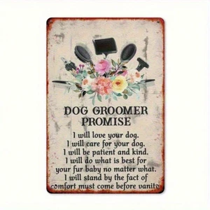 CIFbuy Vintage Kim Loại Chó Groomer Ký hiệu, Mộc Mạc Nhôm Thú Cưng Salon Trang Trí Tường Cho Cửa Hàng