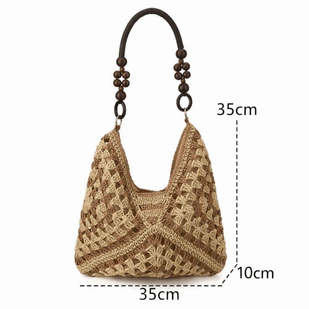 Túi xách đi biển SAMO, Túi rơm Bohemian dung tích lớn, Túi xô rỗng thông thường cho kỳ nghỉ đi biển