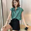 Áo sơ mi nữ không tay màu trắng dáng rộng chắc chắn