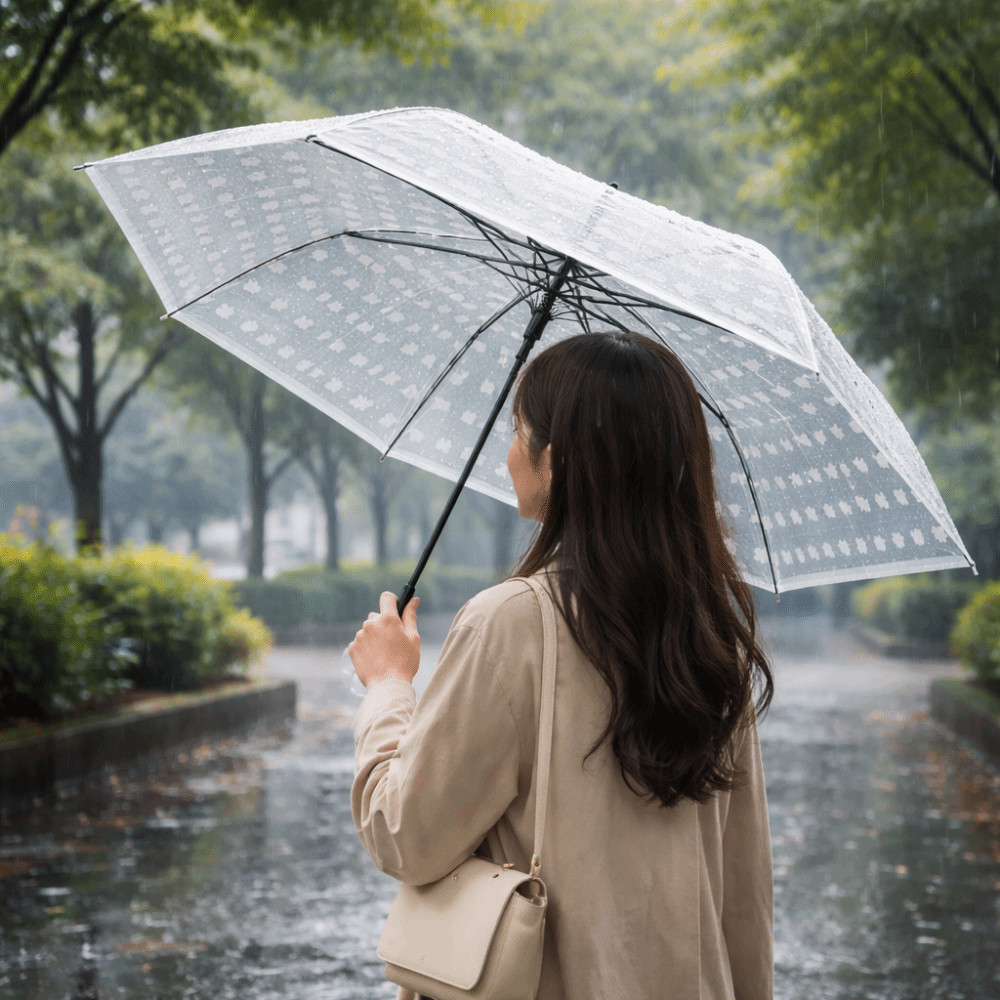 Ô gấp LACYESUK chống nước với họa tiết hoạt hình mèo, phù hợp cho học sinh và người dùng di động