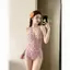 Váy bơi gợi cảm chất lượng cao màu hồng đen chấm bi, phù hợp cho kỳ nghỉ mùa xuân nóng bức