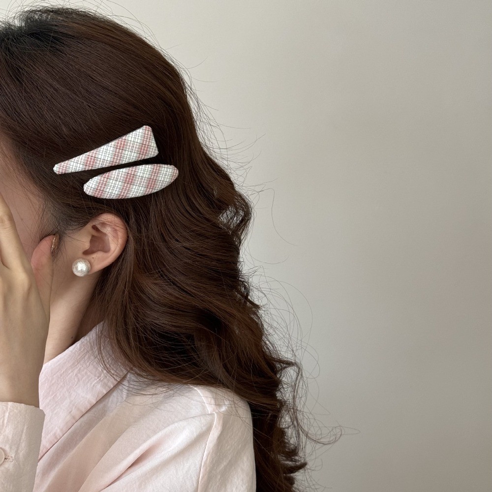Kẹp tóc Hululu - Phong cách ngọt ngào dễ thương, kẻ sọc màu hồng, phụ kiện tóc thời trang