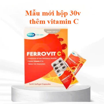 Viên uống bổ sung sắt và acid folic Ferrovit C - hộp 30 viên - cho thai kì khoẻ mạnh - sắt hữu cơ