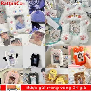 RATTANCO Photocard, Hộp đựng thẻ ảnh sang trọng đa chức năng, Gấu thời trang / Thỏ / Gà con Phim hoạt hình dễ thương Hình ảnh thần tượng Vỏ bảo vệ Quà tặng