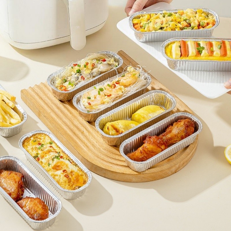 10 / 20 Chiếc Nồi Chiên Không Khí Đặc Biệt Nhôm Lá Hộp Hình Chữ Nhật Dùng Một Lần Khay Thiếc Lò Nướng Khuôn Nấu Ăn