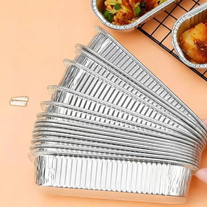 10 / 20 Chiếc Nồi Chiên Không Khí Đặc Biệt Nhôm Lá Hộp Hình Chữ Nhật Dùng Một Lần Khay Thiếc Lò Nướng Khuôn Nấu Ăn