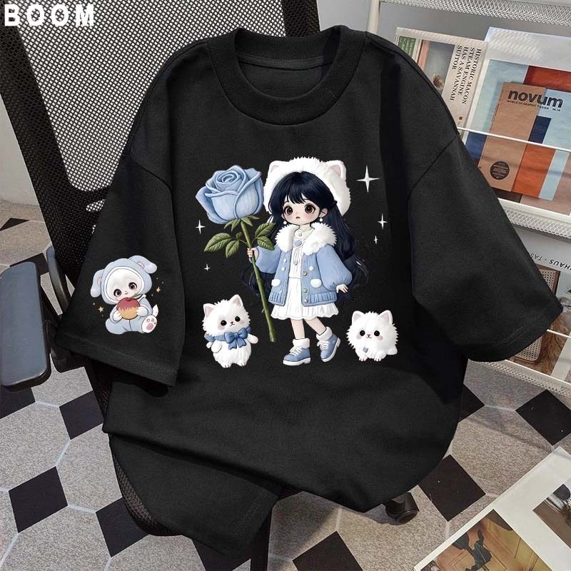 Áo thun chữ thêu nữ kiểu hàn quốc form rộng tay lỡ cổ tròn cotton mát - hè hot trend in cách dễ thương- Local brand #02