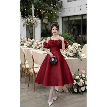 BEN FASHION DESIGN - ĐẦM TAPTA ĐÍNH HOA PHỐI TƠ OGANZA, ĐẦM ĐI TIỆC, ĐẦM ĐI CƯỚI, ĐẦM DIỆN TẾT, ĐẦM DỰ TIỆC CUỐI NĂM