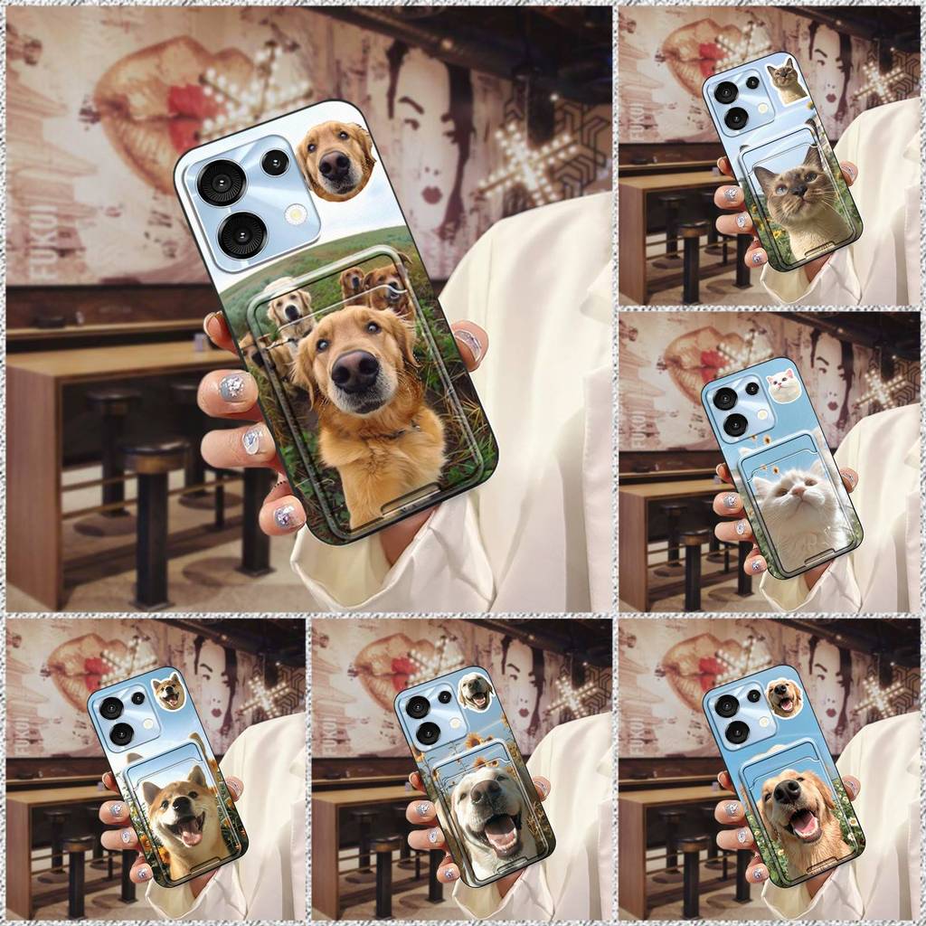 Ốp Mềm Chống Bụi Ốp lưng UMIDIGI G9 5G / G9C / G9T / G9A / Note90 / 90C / 90A Túi Đựng Thẻ Thiết Kế Thời Trang Cho Chó Chống Va Đập Tay Thẻ Mèo Ốp Lưng Bảo Vệ TPU Chống Bụi Bẩn