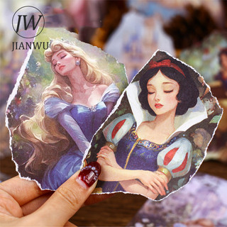 JIANWU Truyện Cổ Tích Series Nhân Vật Vintage Hoa Phong Cảnh Cắt Kéo Sổ Lưu Niệm Chất Liệu Giấy Sáng Tạo Rác Tạp Chí Văn Phòng Phẩm