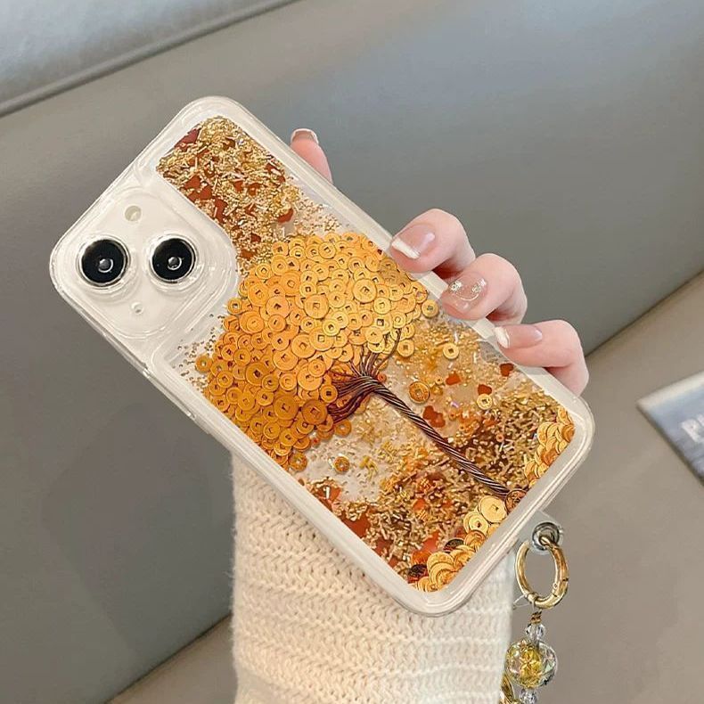 Cây may mắn may mắn năm mới Thích hợp cho iPhone17promax Vỏ điện thoại 16 / 14 / 13 Vàng lấp lánh 12 / 11 Vòng tay 15Plus / / dofi