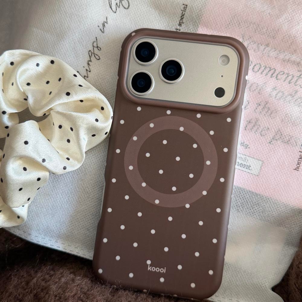 Ốp Lưng Cứng Tương Thích Với iPhone 13 14 14Pro 14ProMax 15 15Pro 15ProMax 16 16Pro 16ProMax 17 17Pro 17ProMax Vỏ Nam Châm Họa Tiết Điểm Sóng Nâu