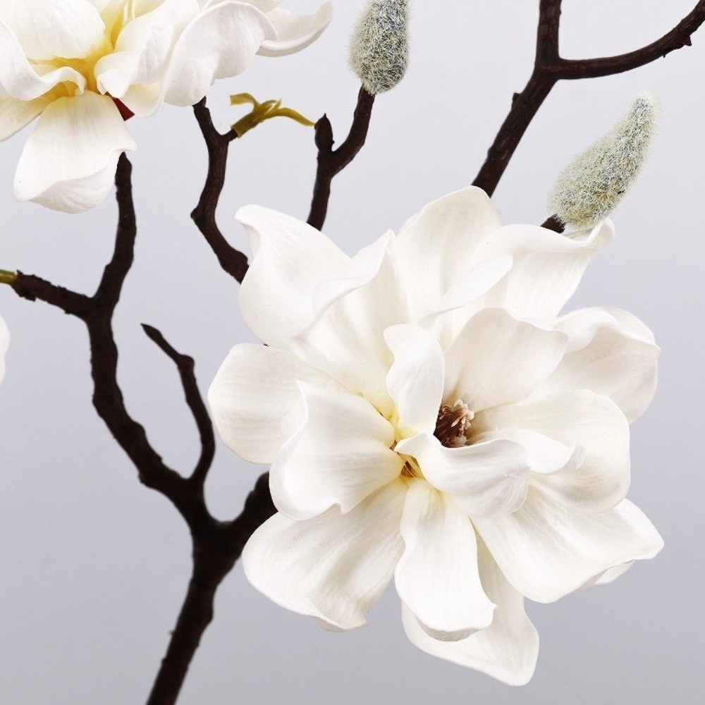 FUHUIOT Hoa Mộc Lan Nhân Tạo, Handmade Cảm Ứng Thật Mô Phỏng Mộc Lan Lớn, Bình Trang Trí EVA Thực Tế Giả Mộc Lan Nhánh Trang Trí Phòng Khách Nhà