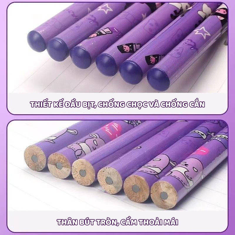 Bút Chì HB Hoạt Hình Ngộ Nghĩnh Cho Bé Vào Lớp 1 – Set 24 Bút Gỗ An Toàn, Màu Sắc Đẹp, Dễ Cầm Viết