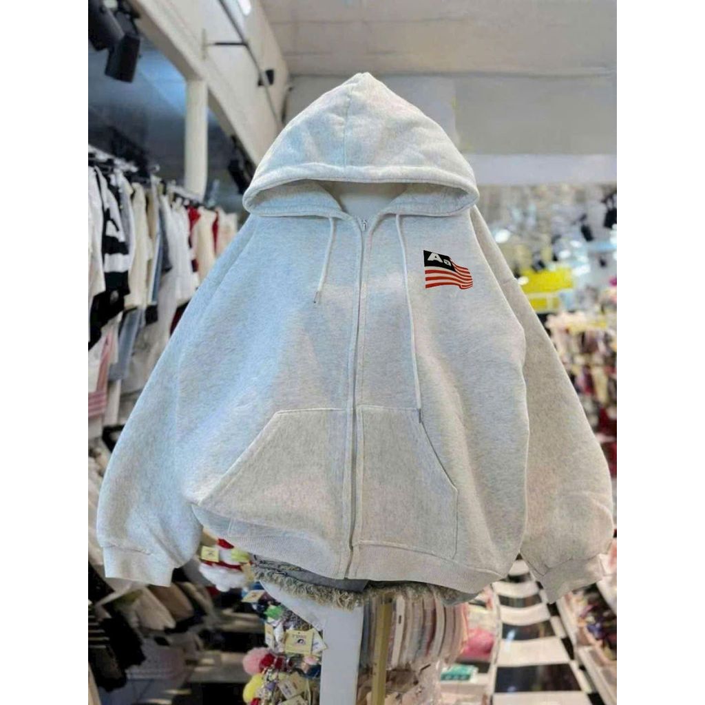 Áo khoác nỉ unisex form rộng tay phồng nam nữ mặc đẹp màu xám tiêu  siêu xinh