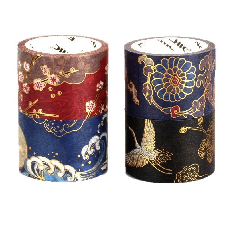 G Dập Phong Cách Cổ Đại Cuộn Lớn Washi Băng Sổ Tay Trang Trí Sóng Đại Dương Sửa Chữa Cần Cẩu Văn Phòng Sản Phẩm Văn Hóa Tay Xé Không Đánh Dấu Độ nhớt Cao DDSR
