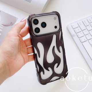 Ốp điện thoại ngọn lửa rỗng cá nhân phù hợp cho vỏ tản nhiệt iPhone 17 Promax 16pro / 15pro sáng tạo phong cách cặp đôi 14 vỏ mềm 13 vỏ mềm chống rơi