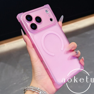 Thích hợp cho iPhone 17promax Ốp điện thoại vuông 17Air Apple 16pro bốn góc chống rơi 15pro Ốp mềm từ tính 13promax mờ trong suốt 16plus có vỏ màng ống kính