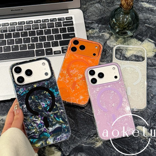 Ốp điện thoại từ tính họa tiết vỏ vàng sang trọng thích hợp cho iPhone 15, 16, 17 Pro Max, ốp lưng chống rơi cao cấp