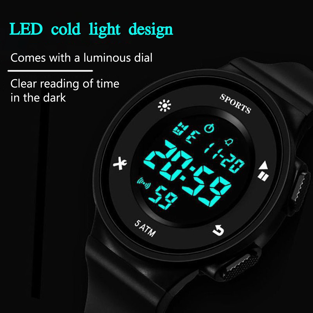 Đồng hồ thể thao kỹ thuật số nam Đồng hồ đeo tay Chronograph dạ quang có dây đeo silicon cho trẻ em Thanh thiếu niên Học sinh
