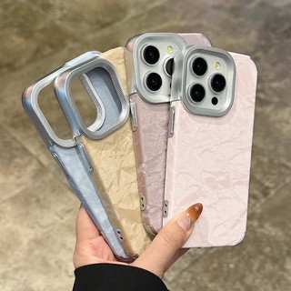 Ốp điện thoại da họa tiết màu xám titan thời trang cho iPhone 16 15 14 13 Pro Max 12 Pro mạ chống sốc Vỏ mềm Funda