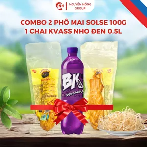 Combo 2 phô mai vị mặn SOLSE 100g và 1 nước kvass vị nho đen 0,5L thơm ngon tươi mát ăn vặt đồ uống