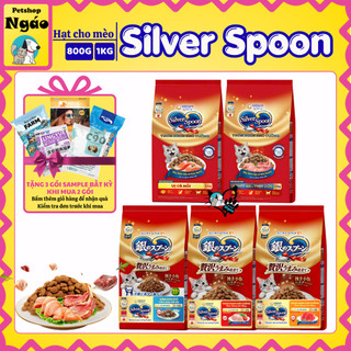 Hạt Cho Mèo Silver Spoon Unicharm 800g - 1kg Nội Địa Nhật Bản Đủ Vị Gà Cá Ngừ Và Dòng Giảm Nôn Trớ