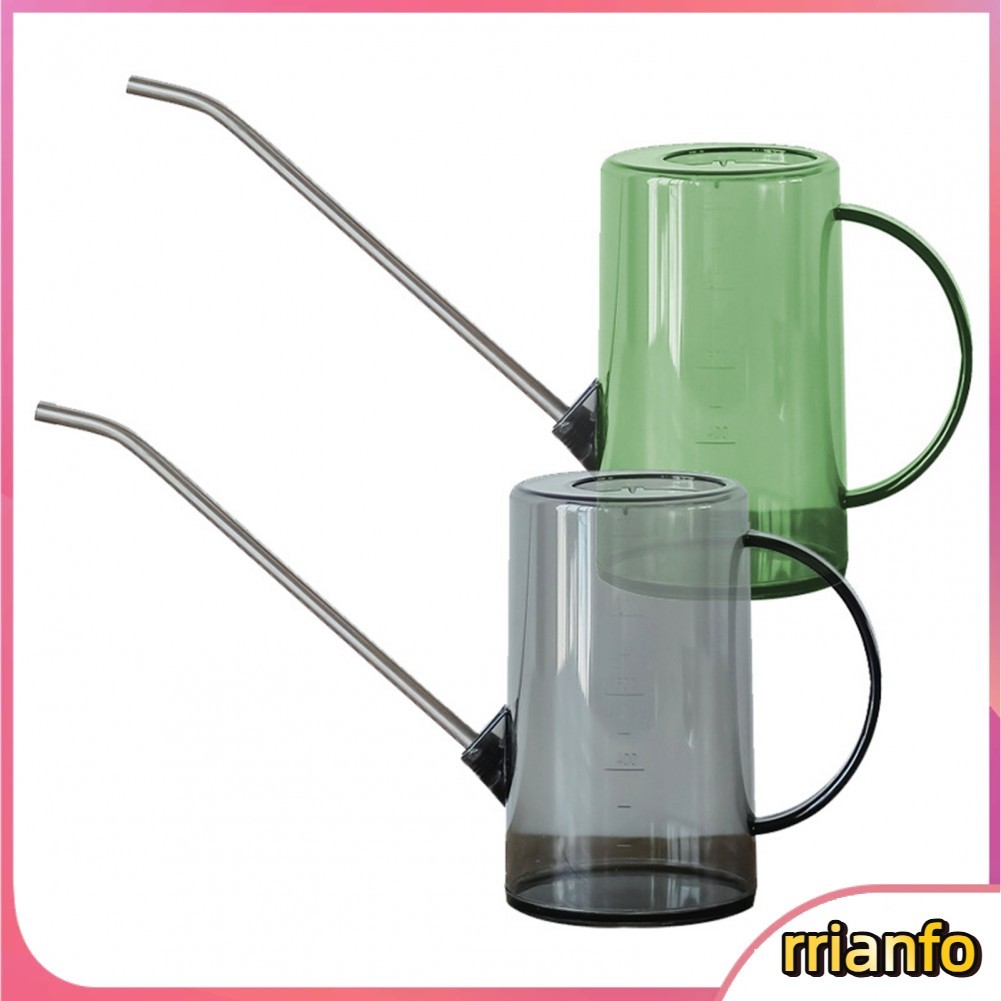 Rrianfo 1L Watering Can PP Fully Transparent Indoor Plants with Long Spout for Garden