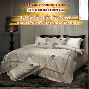 Set vỏ chăn ga lụa cao cấp mềm mịn, nhẹ nhàng với hoạ tiết thêu logo COCO CHANLE nổi bật Memminbedding luxury