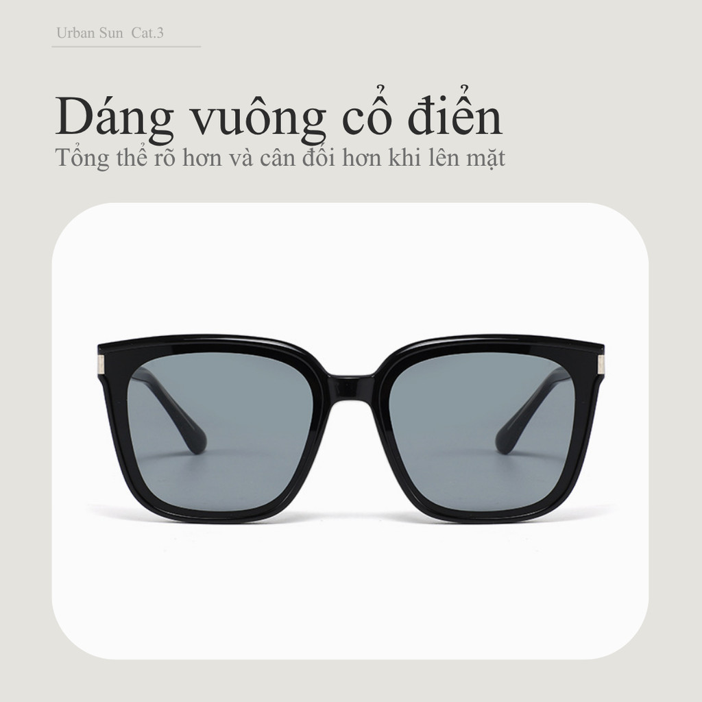 Lensscape Kính mát phân cực dáng vuông bo gọng TR90 tròng PC UV400 dùng khi đi nắng ban ngày