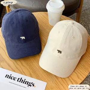 Mũ bóng chày CPINCP thêu gấu Bắc Cực, vành rộng hip-hop, chất liệu cotton đơn sắc, phù hợp unisex