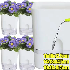 S / M / L Vườn Cây Xanh Chậu Hoa Tím Tự Nước Chậu Có Lỗ Thoát Nước Ban Công Lười Tự Động Hút Nước Chậu Hoa