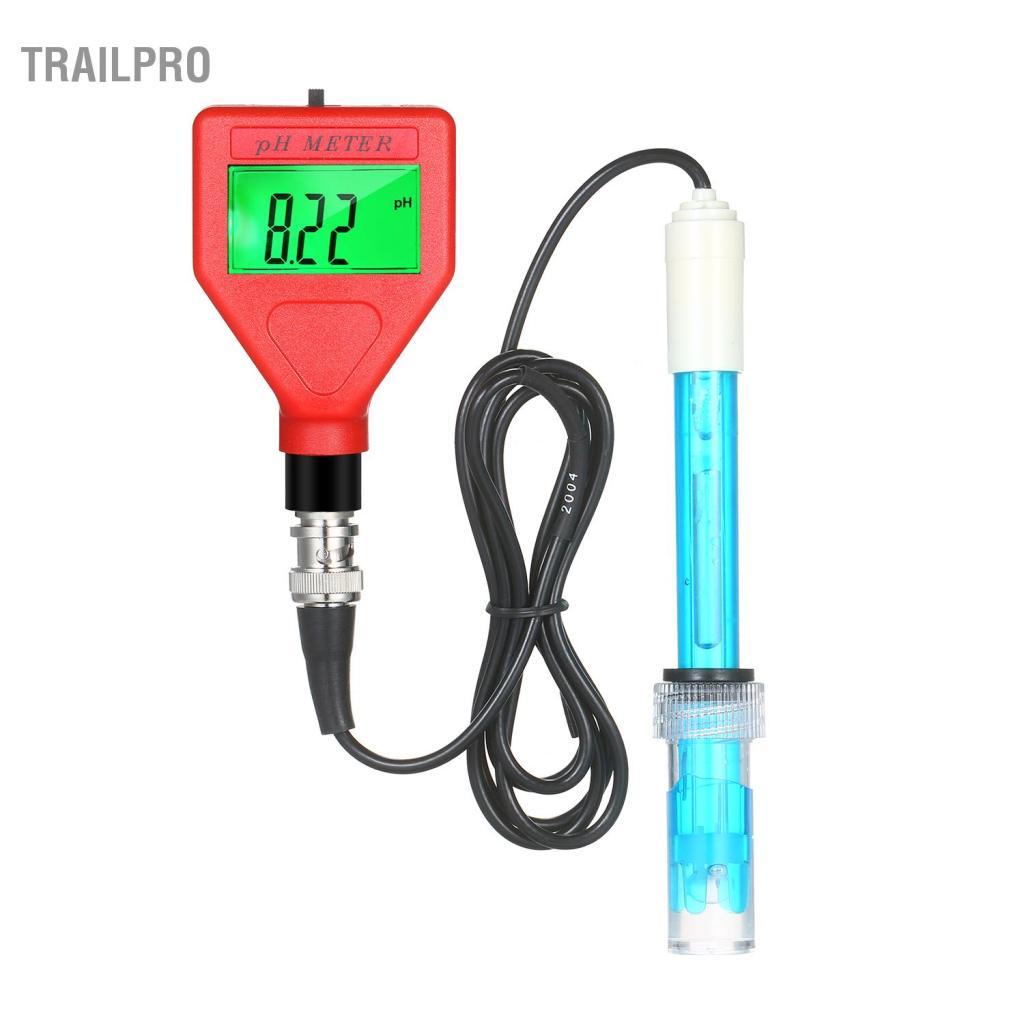 TrailPro Máy đo pH 0-14pH Phạm vi đo Máy kiểm tra chất lượng nước Màn hình LCD 1,5 inch Bút PH có đèn nền màu xanh lá cây để pha nước sốt thực phẩm Phòng thí nghiệm nuôi trồng thủy sản