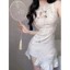 Đầm không tay sườn xám phong cách nữ, ômbody gợi cảm với viền xù và dáng đuôi cá cải tiến