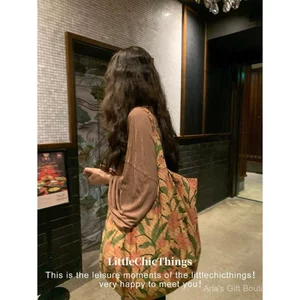 LittleChicThings Original Kaki Hoa Hồng Màu Sắc Tương Phản Chấm Bi Dung Tích Lớn Phù Hợp Với Túi Đeo Vai