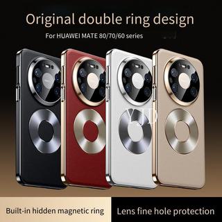 Ốp Lưng Cho Huawei Mate 80 Pro Da Đôi Vòng Hút Từ Tính Chống Rơi Vỏ Điện Thoại