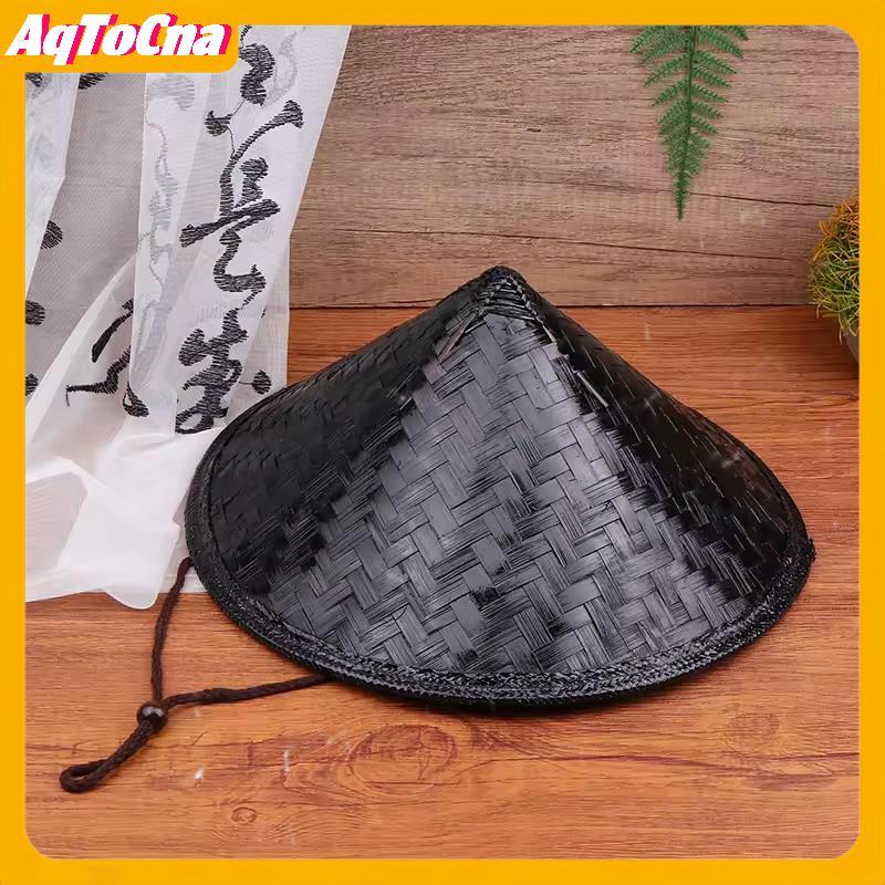 Nón tre mây hand-made retro với ống hút và mũ mưa, dùng làm đạo cụ khiêu vũ hoặc che nắng