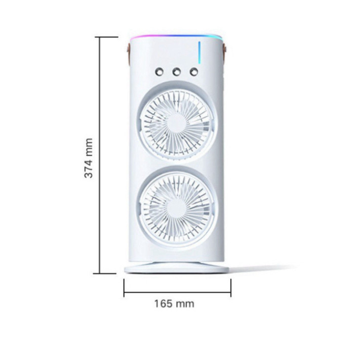 Quạt Điều Hòa Tích Điện 2 Tầng Để Bàn Phun Sương 3 Tốc Độ Gió Tích Hợp Đèn Led Có Remote Tiện Lợi