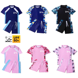 Đồ bơi trẻ em Unisex, Áo ngắn tay + Quần Short, Đồ bơi hoạt hình khô nhanh cho bé trai bé gái Lướt sóng