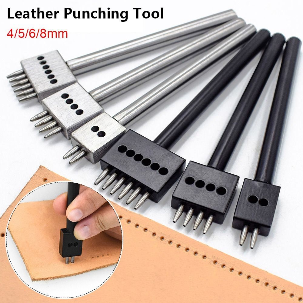 HOBBYIN 1 Cái Dụng cụ đục lỗ bằng da, 2 / 4 / 6Teeth 4 / 5 / 6 / 8mm Dụng cụ đục lỗ lỗ, Bộ khuôn tròn thủ công bằng thép thủ công